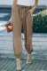 Brown Drawstring Elastic Waist Pull-on Casual Pants with Pockets