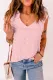 Pink Swiss Dot Woven Sleeveless Top With Ruffled Straps
