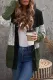 Green Hooded Button Cable Knit Cardigan
