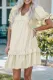 Apricot Tiered Ruffled Puff Sleeve V Neck Babydoll Dress