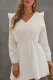 White V Neck Lace Ruffle Crinkled Puff Long Sleeve Mini Dress