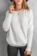 White Slouchy One Shoulder Dolman Sleeves Ribbed Sweater