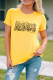Leopard Letters Print Graphic Yellow T-shirt