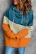 Orange Colorblock Cowl Neck Pullover Hoodie