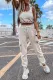 White Crop Tank and Pocketed Joggers Yoga Sports Wear