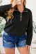 Black Plus Size Quilted Button Up Henley Sweatshirt