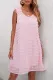Pink Swiss Dot V Neck Ruffled Sleeveless Mini Dress