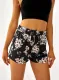 Black Floral Drawstring Elastic Waist Shorts