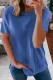 Blue Round Neck Short Sleeve Solid Color Tee