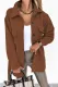 Brown Lapel Button-Down Coat with Chest Pockets