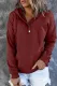 Wine Fiery Red Snap Button Pullover Hoodie with Pocket