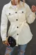 Beige Lapel Button-Down Coat with Chest Pockets