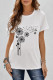 White Crew Neck Dandelion Print T-shirt
