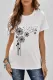 White Crew Neck Dandelion Print T-shirt
