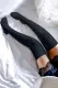 Black Over-the-knee Plaid Knitted Socks