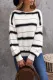 White Striped Loose Fit Pullover Sweater
