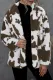 Cow Print Buttoned Open Front Fleece Coat