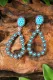 Silver Boho Creative Turquoise Retro Hollowed Water Drop Earrings