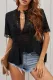 Black Crochet Hollow-out Lace Splicing Short Sleeve Top