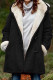 Black Fleece Suede Mid-length Hooded Coat