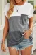 Gray Colorblock Pocketed Cap Sleeve Top