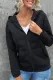 Black Zip-up Lace Trim Hooded Coat