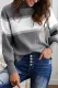 Gray Color Block High Neck Pullover Sweater