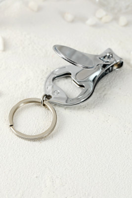 Silver Multifunctional Nail Scissors Attached Key Ring