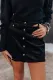 Black High Waist Button Corduroy Mini Skirt