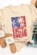 Khaki American Flag Plant Graphic Print Short Sleeve T Shirt