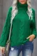 Green Oversize Turtleneck Textured Sweater