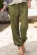 Green Drawstring Elastic Waist Pull-on Casual Pants with Pockets