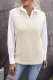 Beige Sleeveless Cable Knitted Sweater Tank