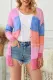 Rose Rainbow Ombre Buttoned Cardigan with Pockets
