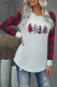 Red Christmas Pattern Plaid Splice Long Sleeve Top