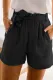 Black Paperbag Waist Crinkled Shorts with Belt
