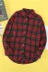 Red Cotton Blend Plaid Buttoned Shirt with Bust Pockets