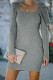 Gray Square Neck Puffy Sleeve Sweater Dress