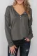 Gray Button Long Sleeve Knit Top