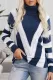 Blue Striped Color Block Turtleneck Knitted Sweater