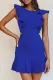 Blue Ruffled Sleeveless Cut-out High Waist Mini Dress