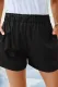 Black Cotton Blend Pocketed High Rise Shorts