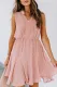 Pink Split Neck Pom Pom Textured Flowy Mini Dress