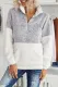 Gray Gray Gray Colorblock Half Zipper Fleece Plus Size Sweatshirt with Pocket