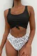 Black Leopard Print Knot High waisted swimsuits