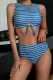 Striped Tie Knot High Waisted Swimsuit