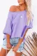 Purple Solid Color Loose High Low Tee