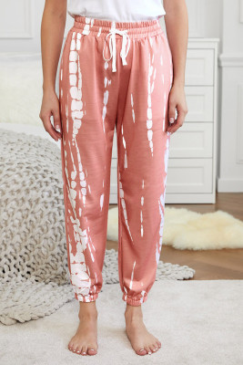 White/Pink/Gray Pocketed Tie-dye Knit Joggers