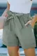 Green Sewn Cuffed Hemline Pocketed Cargo Shorts with Belt