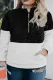 Black Gray Gray Colorblock Half Zipper Fleece Plus Size Sweatshirt with Pocket